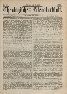 Theologisches Literaturblatt, 10. Juli 1885, Nr 27.