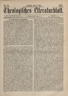 Theologisches Literaturblatt, 17. Juli 1885, Nr 28.