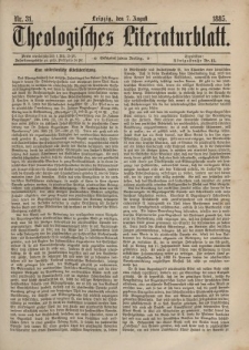 Theologisches Literaturblatt, 7. August 1885, Nr 31.