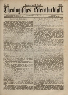 Theologisches Literaturblatt, 14. August 1885, Nr 32.