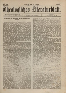 Theologisches Literaturblatt, 28. August 1885, Nr 34.