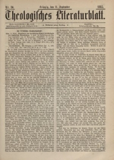 Theologisches Literaturblatt, 11. September 1885, Nr 36.
