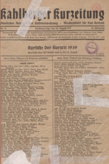 Kahlberger Kurzeitung Nr. 13, 20. August 1939, 14. Jahrgang