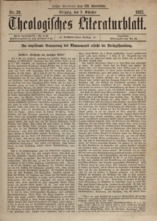 Theologisches Literaturblatt, 2. Oktober 1885, Nr 39.