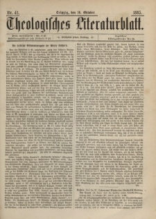 Theologisches Literaturblatt, 16. Oktober 1885, Nr 41.