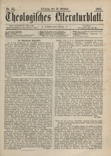 Theologisches Literaturblatt, 30. Oktober 1885, Nr 43.