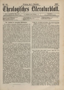 Theologisches Literaturblatt, 6. November 1885, Nr 44.