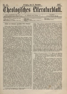 Theologisches Literaturblatt, 13. November 1885, Nr 45.