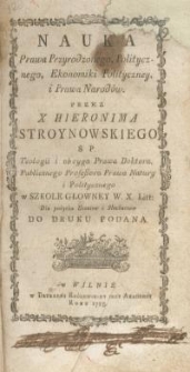 Nauka prawa przyrodzonego, politycznego, ekonomiki polityczney i prawa narodów