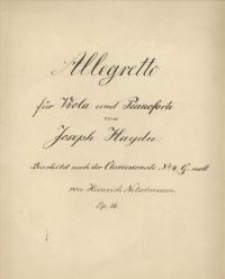 Allegretto für Viola und Pianoforte von Joseph Haydn : No 4, G-moll. Op. 16