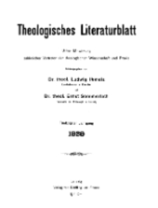 Theologisches Literaturblatt, 1929 (Inhaltsverzeichniß)