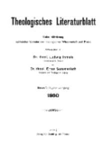 Theologisches Literaturblatt, 1930 (Inhaltsverzeichniß)