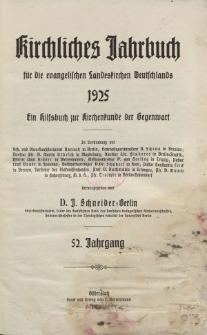 Kirchliches Jahrbuch, 52. Jahrgang, 1925
