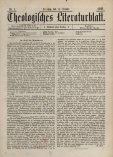 Theologisches Literaturblatt, 15. Januar 1886, Nr 1.