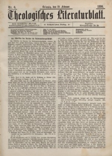 Theologisches Literaturblatt, 19. Februar 1886, Nr 6.