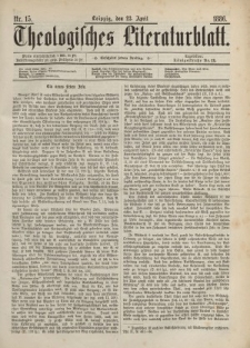 Theologisches Literaturblatt, 23. April 1886, Nr 15.