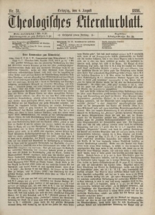Theologisches Literaturblatt, 6. August 1886, Nr 31.