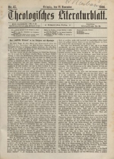 Theologisches Literaturblatt, 12. November 1886, Nr 45.