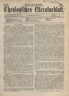 Theologisches Literaturblatt, 19. November 1886, Nr 46.
