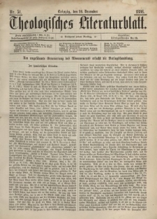 Theologisches Literaturblatt, 24. Dezember 1886, Nr 51.