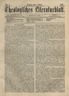 Theologisches Literaturblatt, 7. Januar 1887, Nr 1.