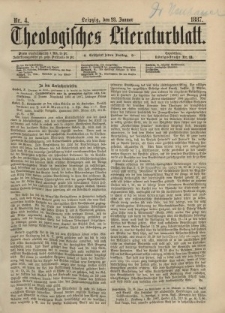 Theologisches Literaturblatt, 28. Januar 1887, Nr 4.
