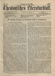 Theologisches Literaturblatt, 25. März 1887, Nr 12.