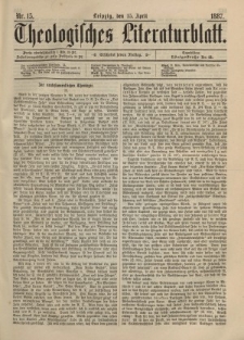 Theologisches Literaturblatt, 15. April 1887, Nr 15.
