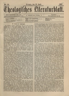 Theologisches Literaturblatt, 22. April 1887, Nr 16.