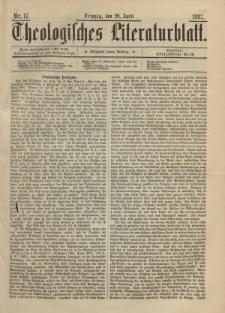 Theologisches Literaturblatt, 29. April 1887, Nr 17.