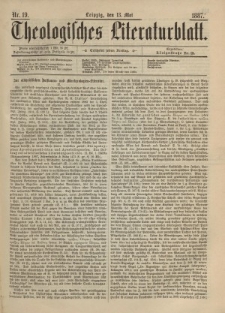 Theologisches Literaturblatt, 13. Mai 1887, Nr 19.