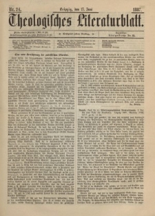 Theologisches Literaturblatt, 17. Juni 1887, Nr 24.