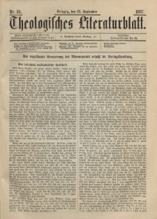 Theologisches Literaturblatt, 23. September 1887, Nr 38.