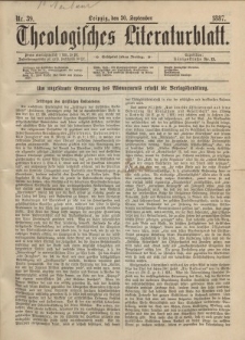 Theologisches Literaturblatt, 30. September 1887, Nr 39.