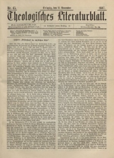 Theologisches Literaturblatt, 11. November 1887, Nr 45.