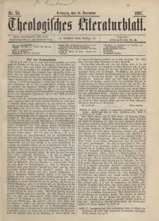 Theologisches Literaturblatt, 16. Dezember 1887, Nr 50.