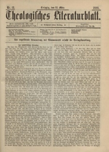 Theologisches Literaturblatt, 23. März 1888, Nr 12.