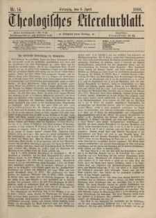 Theologisches Literaturblatt, 6. April 1888, Nr 14.