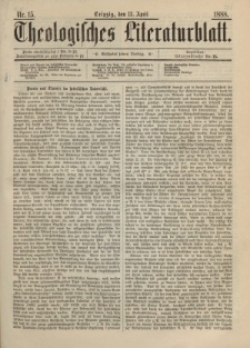 Theologisches Literaturblatt, 13. April 1888, Nr 15.