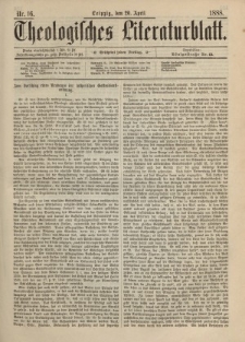 Theologisches Literaturblatt, 20. April 1888, Nr 16.