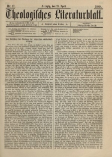Theologisches Literaturblatt, 27. April 1888, Nr 17.