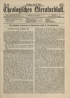Theologisches Literaturblatt, 22. Juni 1888, Nr 25.