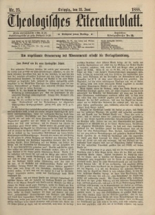 Theologisches Literaturblatt, 22. Juni 1888, Nr 25.