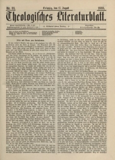 Theologisches Literaturblatt, 17. August 1888, Nr 33.