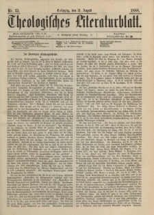 Theologisches Literaturblatt, 31. August 1888, Nr 35.