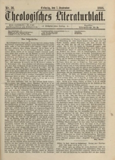 Theologisches Literaturblatt, 7. September 1888, Nr 36.