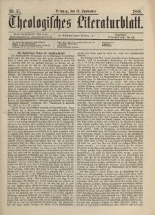 Theologisches Literaturblatt, 14. September 1888, Nr 37.