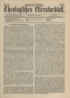 Theologisches Literaturblatt, 9. November 1888, Nr 45.