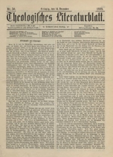 Theologisches Literaturblatt, 14. Dezember 1888, Nr 50.