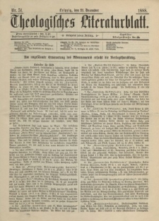 Theologisches Literaturblatt, 21. Dezember 1888, Nr 51.